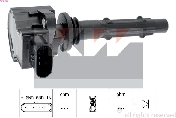 KW 470 487 - Катушка зажигания autosila-amz.com