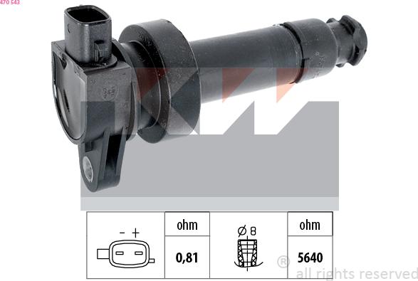 KW 470 543 - Катушка зажигания autosila-amz.com