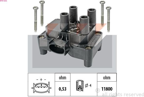 KW 470 532 - Катушка зажигания autosila-amz.com