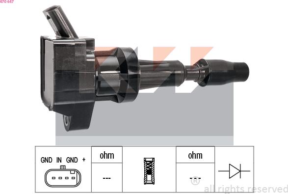 KW 470 647 - Катушка зажигания autosila-amz.com