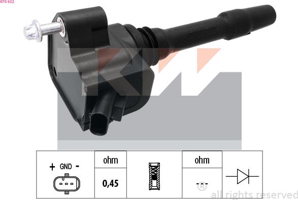 KW 470 632 - Катушка зажигания autosila-amz.com