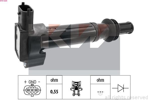 KW 470 620 - Катушка зажигания autosila-amz.com