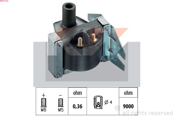 KW 470 112 - Катушка зажигания autosila-amz.com