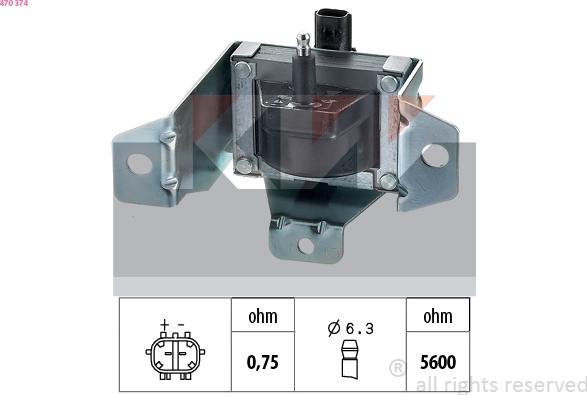 KW 470 374 - Катушка зажигания autosila-amz.com