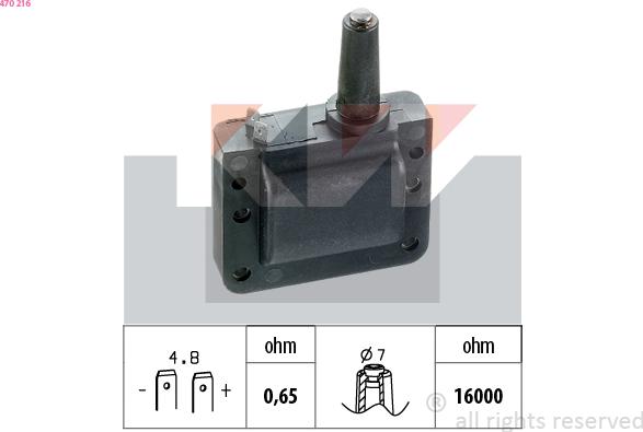 KW 470 216 - Катушка зажигания autosila-amz.com