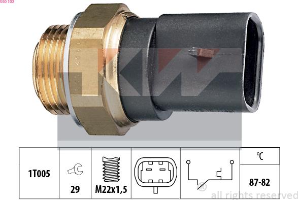 KW 550 102 - Термовыключатель, вентилятор радиатора / кондиционера autosila-amz.com