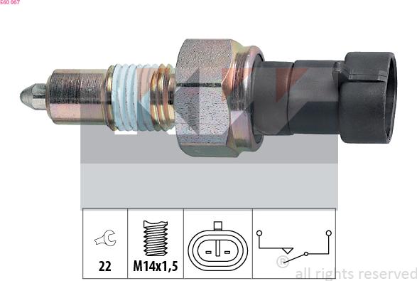 KW 560 067 - Датчик, переключатель, фара заднего хода autosila-amz.com