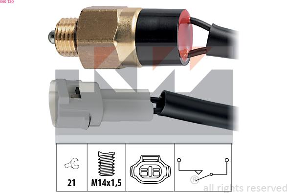 KW 560 120 - Датчик, переключатель, фара заднего хода autosila-amz.com