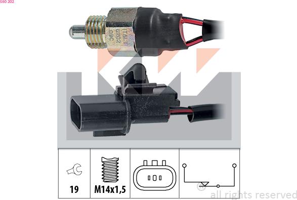 KW 560 202 - Датчик, переключатель, фара заднего хода autosila-amz.com