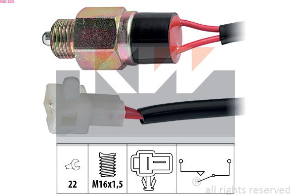 KW 560 220 - Датчик, переключатель, фара заднего хода autosila-amz.com