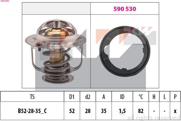 KW 580 493 - Термостат охлаждающей жидкости / корпус autosila-amz.com