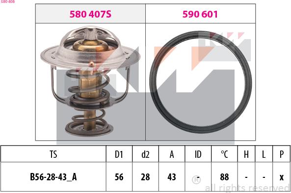 KW 580 408 - Термостат охлаждающей жидкости / корпус autosila-amz.com