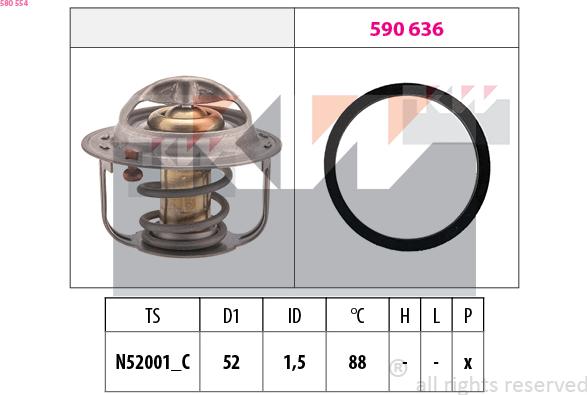 KW 580 554 - Термостат охлаждающей жидкости / корпус autosila-amz.com