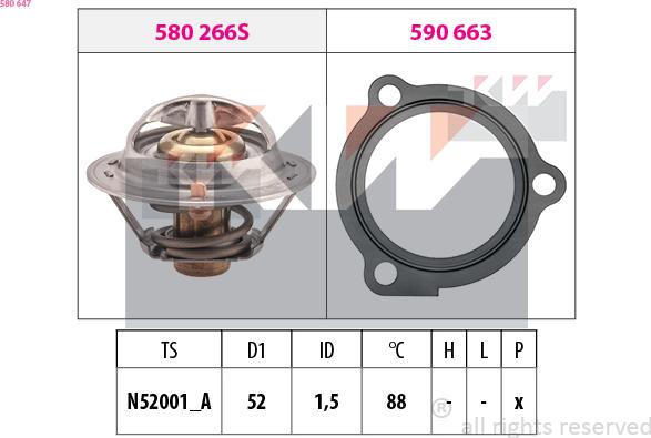 KW 580 647 - Термостат охлаждающей жидкости / корпус autosila-amz.com