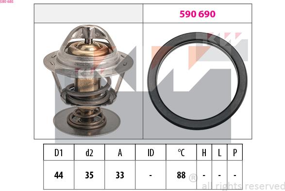 KW 580 685 - Термостат охлаждающей жидкости / корпус autosila-amz.com