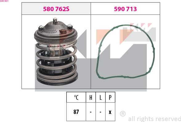 KW 580 851 - Термостат охлаждающей жидкости / корпус autosila-amz.com