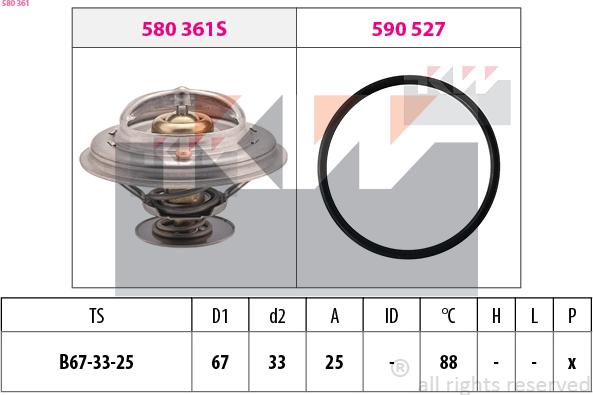 KW 580 361 - Термостат охлаждающей жидкости / корпус autosila-amz.com