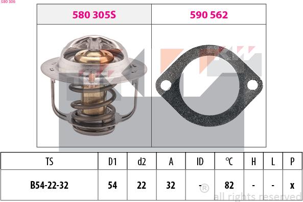 KW 580 306 - Термостат охлаждающей жидкости / корпус autosila-amz.com