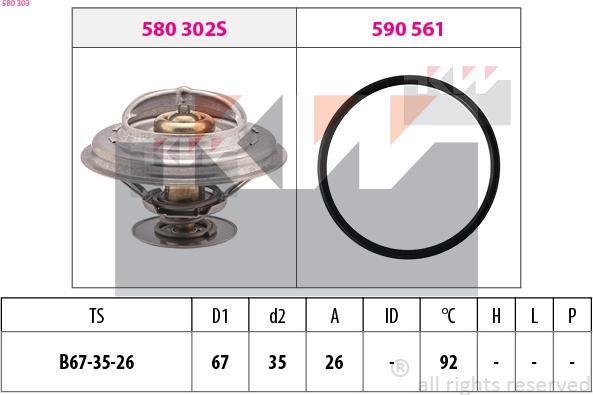 KW 580 303 - Термостат охлаждающей жидкости / корпус autosila-amz.com