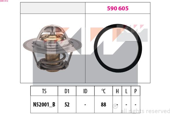 KW 580 312 - Термостат охлаждающей жидкости / корпус autosila-amz.com