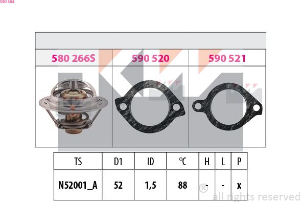 KW 580 384 - Термостат охлаждающей жидкости / корпус autosila-amz.com