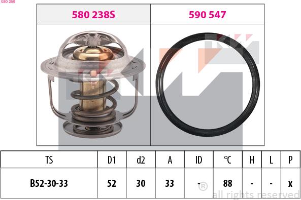 KW 580 269 - Термостат охлаждающей жидкости / корпус autosila-amz.com