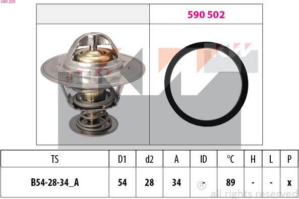 KW 580 220 - Термостат охлаждающей жидкости / корпус autosila-amz.com