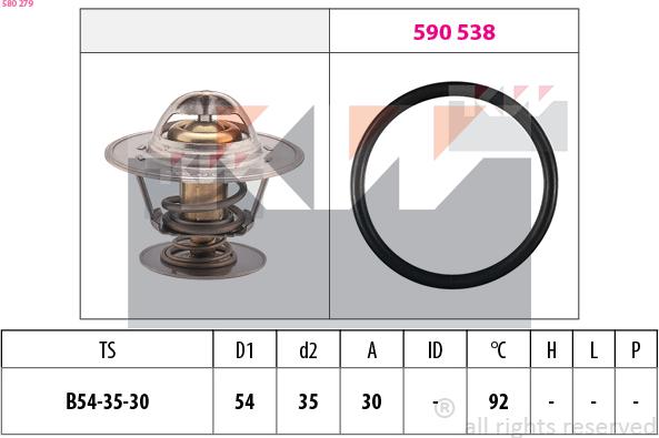 KW 580 279 - Термостат охлаждающей жидкости / корпус autosila-amz.com