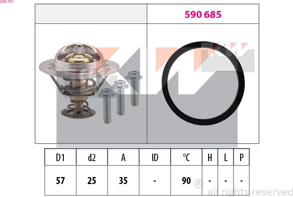 KW 580 731 - Термостат охлаждающей жидкости / корпус autosila-amz.com