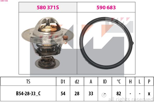 KW 580 726 - Термостат охлаждающей жидкости / корпус autosila-amz.com