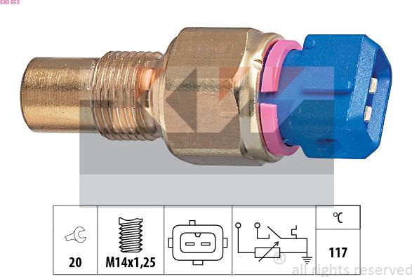 KW 530 553 - Датчик, температура охлаждающей жидкости autosila-amz.com