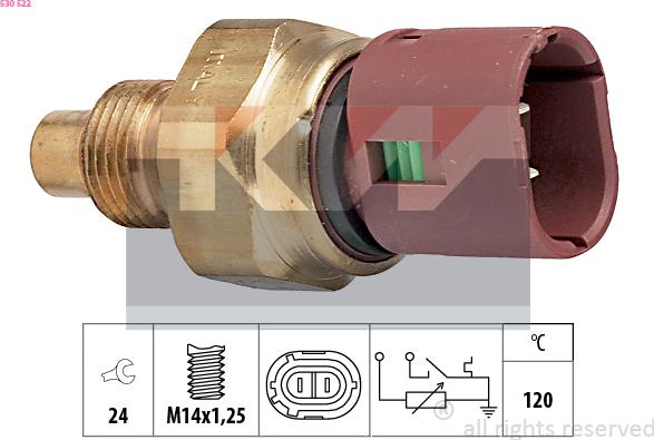 KW 530 522 - Датчик, температура охлаждающей жидкости autosila-amz.com