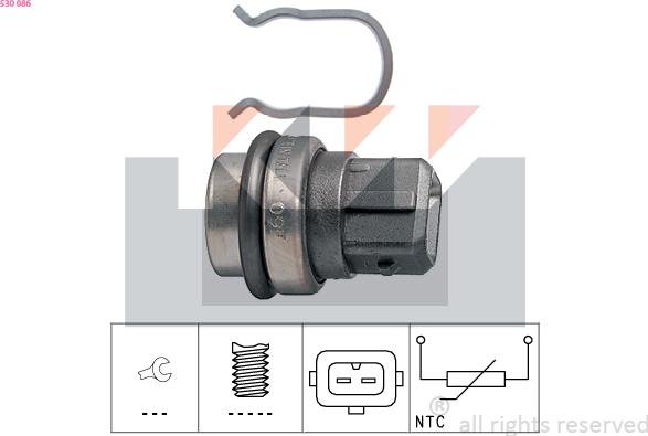 KW 530 086 - Датчик, температура охлаждающей жидкости autosila-amz.com