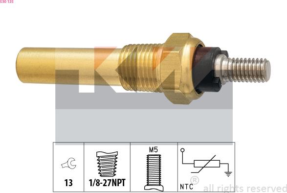 KW 530 135 - Датчик, температура охлаждающей жидкости autosila-amz.com