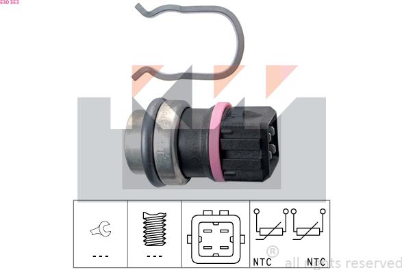 KW 530 353 - Датчик, температура охлаждающей жидкости autosila-amz.com