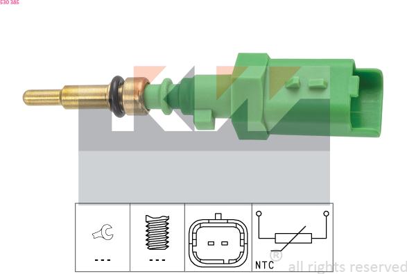 KW 530 385 - Датчик, температура охлаждающей жидкости autosila-amz.com