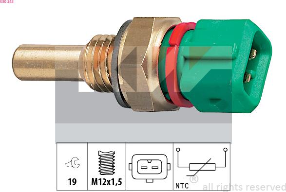 KW 530 243 - Датчик, температура охлаждающей жидкости autosila-amz.com