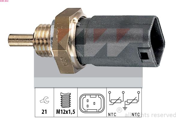 KW 530 252 - Датчик, температура охлаждающей жидкости autosila-amz.com