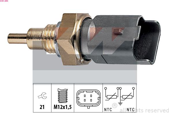 KW 530 286 - Датчик, температура охлаждающей жидкости autosila-amz.com