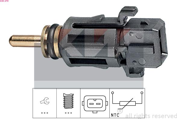 KW 530 279 - Датчик, температура охлаждающей жидкости autosila-amz.com