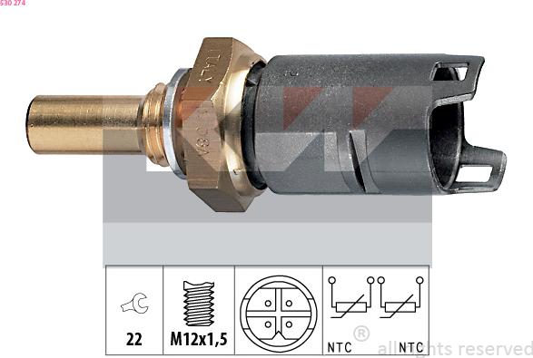 KW 530 274 - Датчик, температура охлаждающей жидкости autosila-amz.com