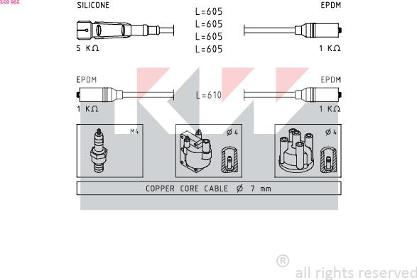 KW 359 965 - Комплект проводов зажигания autosila-amz.com