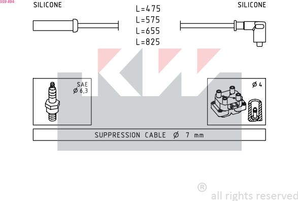 KW 359 494 - Комплект проводов зажигания autosila-amz.com