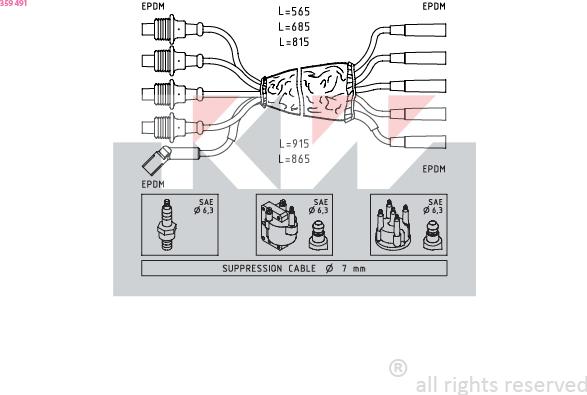 KW 359 491 - Комплект проводов зажигания autosila-amz.com