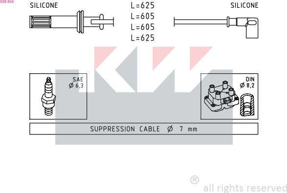 KW 359 456 - Комплект проводов зажигания autosila-amz.com