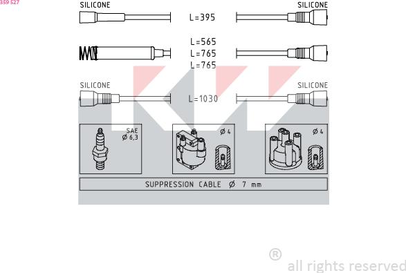 KW 359 527 - Комплект проводов зажигания autosila-amz.com