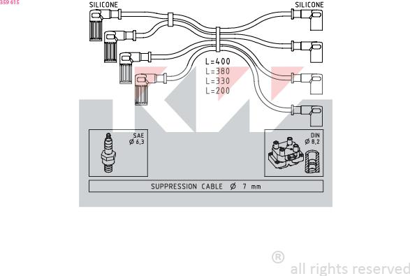 KW 359 615 - Комплект проводов зажигания autosila-amz.com