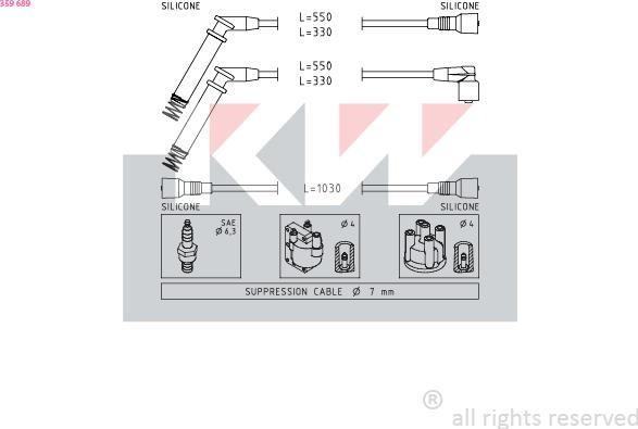 KW 359 689 - Комплект проводов зажигания autosila-amz.com