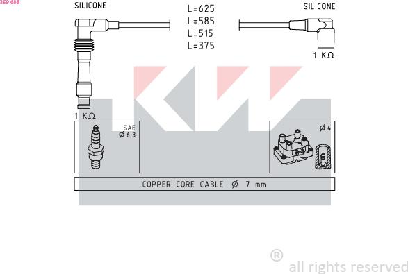 KW 359 688 - Комплект проводов зажигания autosila-amz.com