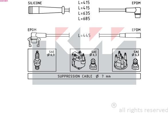 KW 359 801 - Комплект проводов зажигания autosila-amz.com